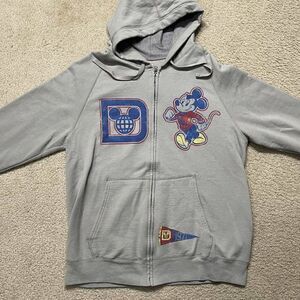 Disney Parks Mickey Mouse Gray Zip Front Hoodie Hooded Sweatshirt Jacket Size L